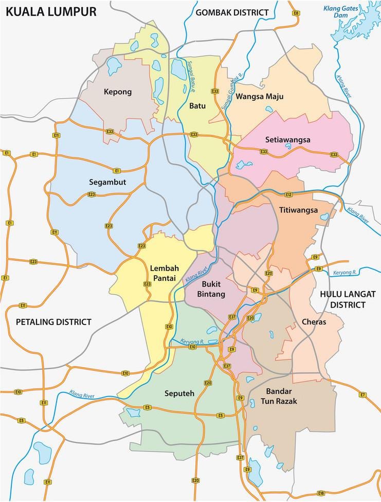 クアラルンプール（KL）の道路地図