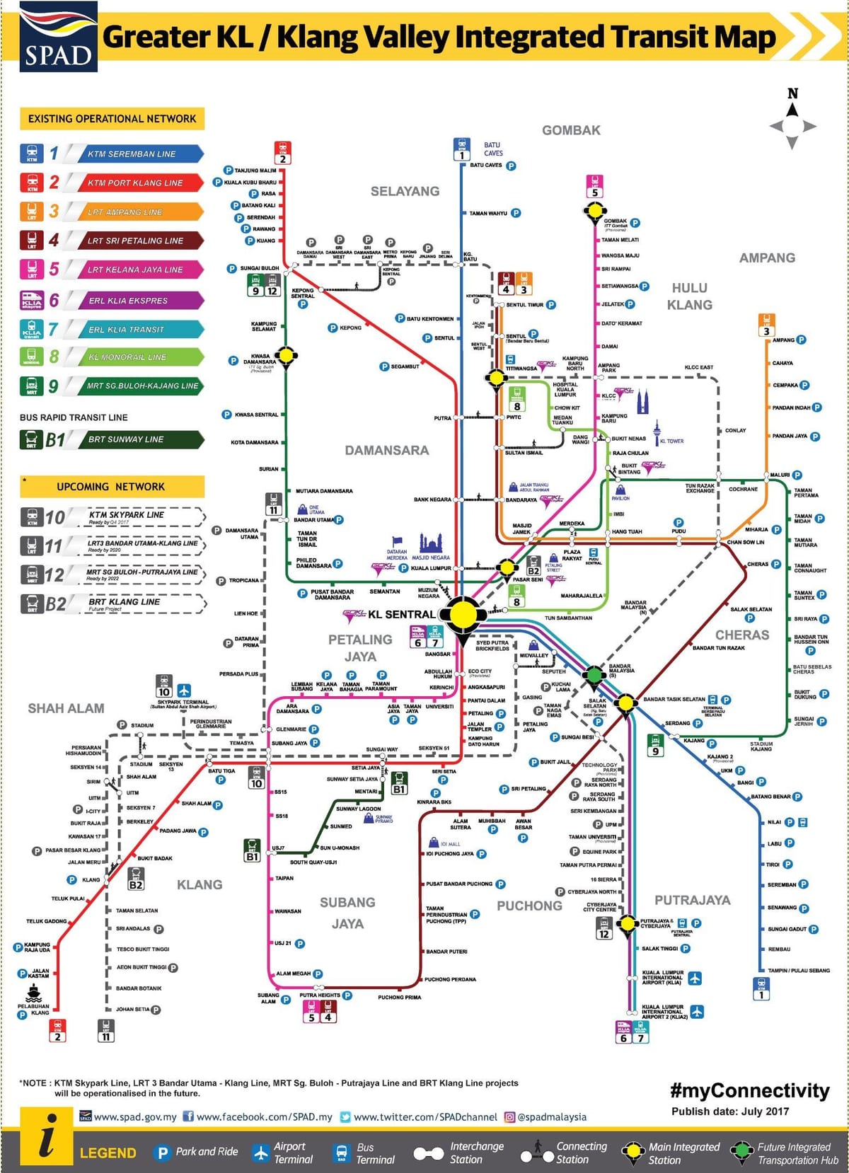 クアラルンプール（KL）の地下鉄駅構内図