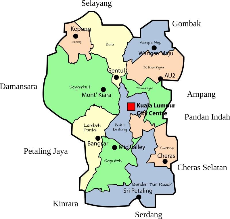 クアラルンプール(KL)地区マップ
